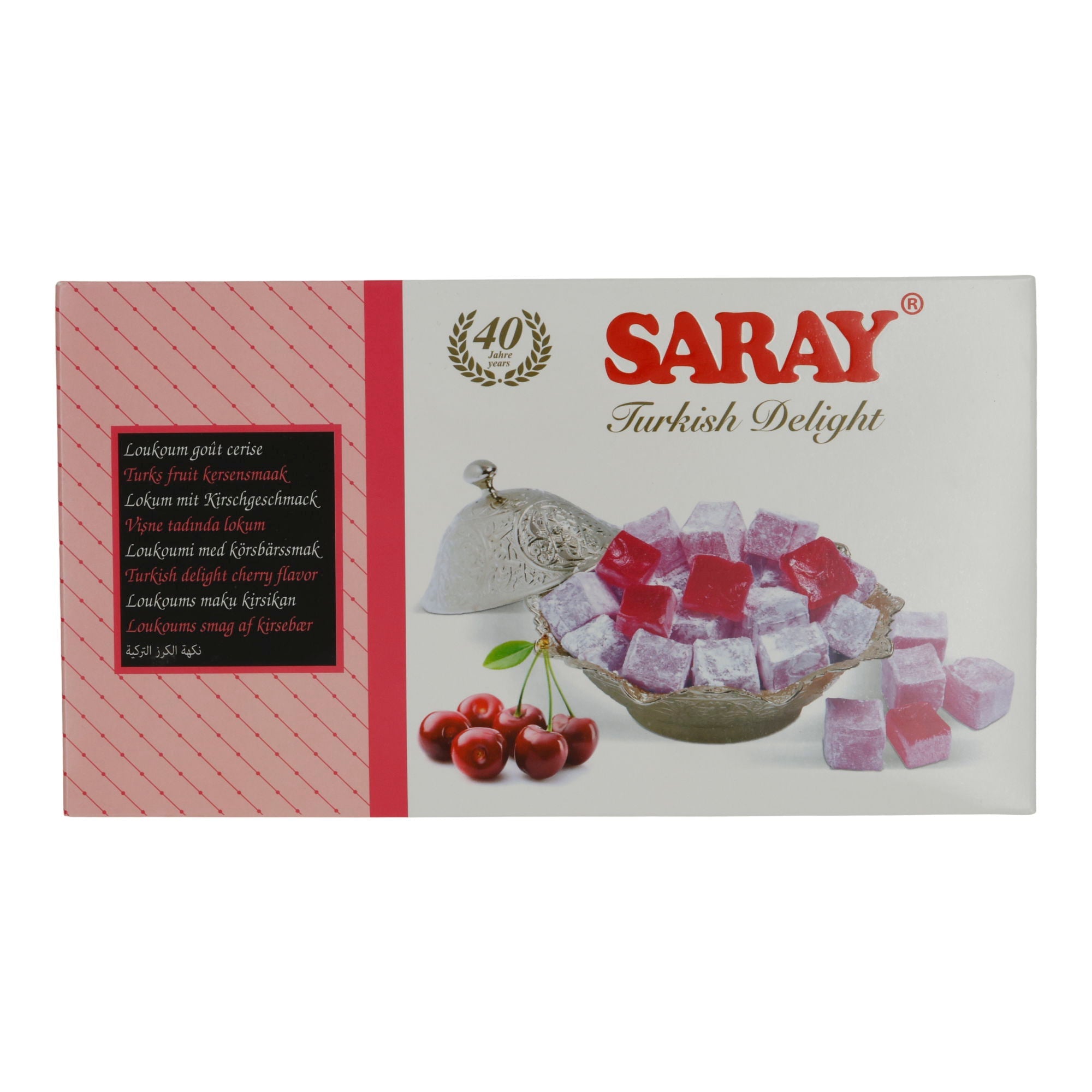 Kirschgeschmack Saray Turkish Delight | Süßigkeit | Lokum mit fruchtiger Note | 400 g SARAY